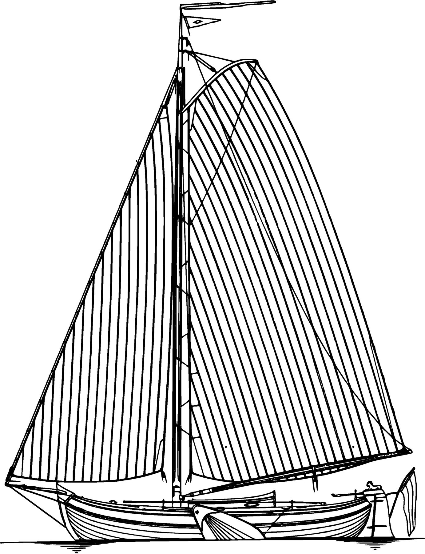 Tekening van de Constanter onder tuig, zijaanzicht